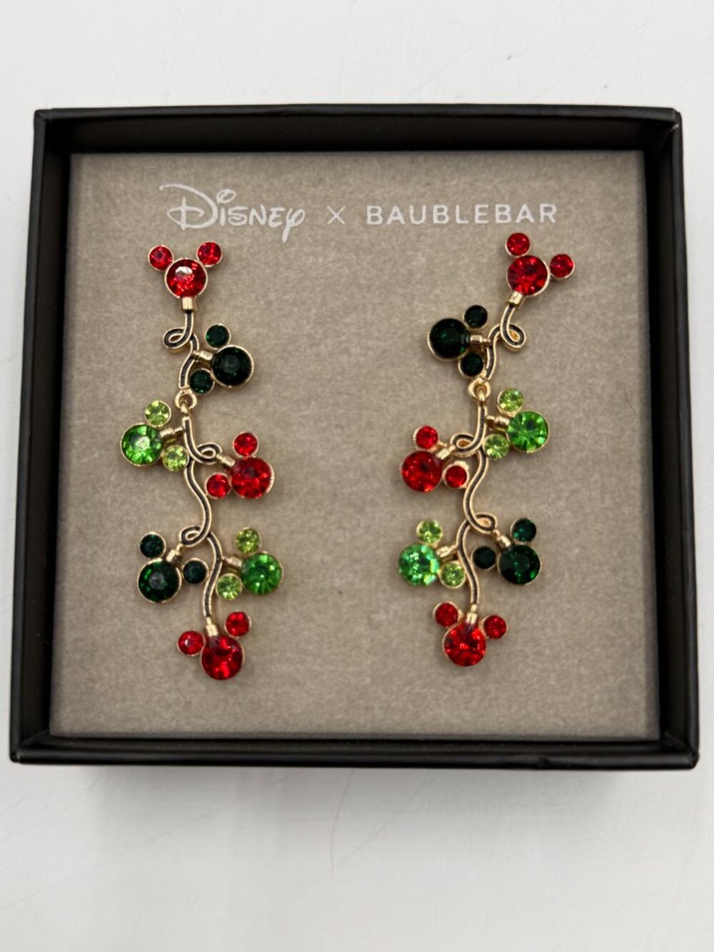 Baublebar Disney Red & Green Mickey Mouse Christmas String Light Dangle Earrings - Picture 2 of 6